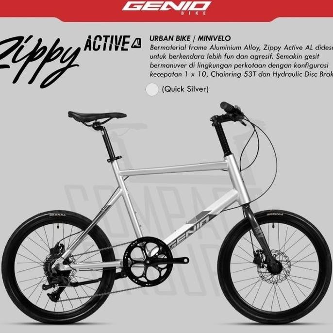Promo Sepeda Minivelo Genio Zippy Active AL 10 speed Rem Hidrolik (20 Inch) COD