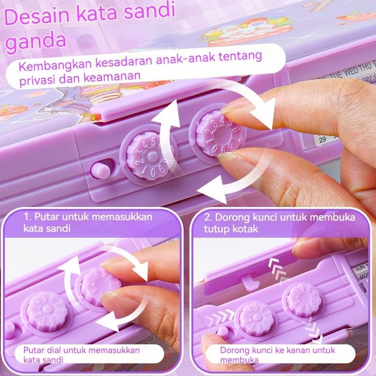 

Heatshrin (Ready&Ori) Kulomi Kotak Pensil Anak Multifungsi, Kotak Alat Tulis Siswa Sekolah Dasar, Mekanisme Kotak Pensil Otomatis Dengan Kunci Kata Sandi Gf-5