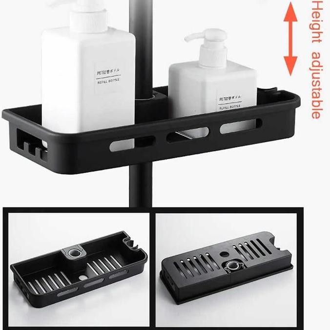 Shower Mandi 3 Way Set Shower Minimalis Tembaga Hitam dengan Kepala Shower Ganda & Keran Air (Hitam)