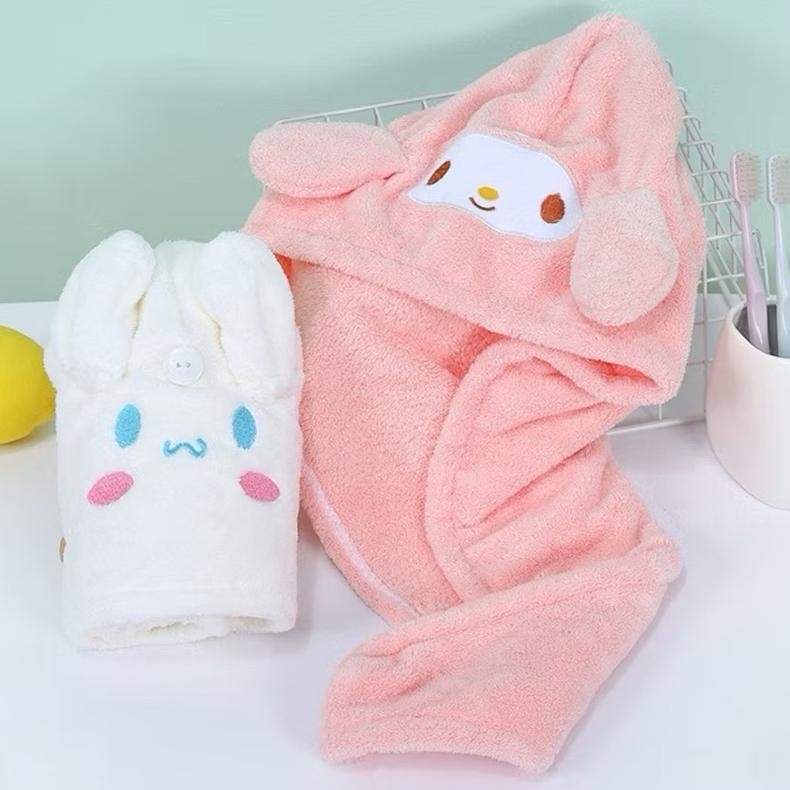 SANRIO Handuk Keramas Topi Keramas Handuk Pengering Rambut Handuk Pengering Rambut Dewasa dan anak a