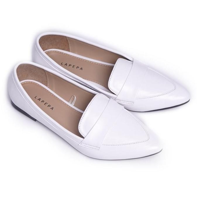 DF206>> Titian White FlatShoes | sepatu flat formal wanita kekinian warna putih terbaru official mal