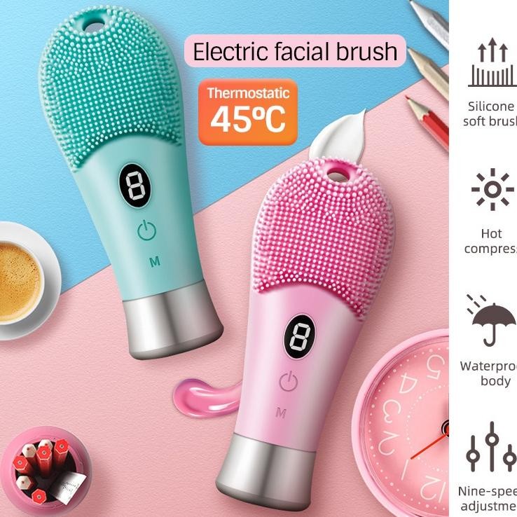 Facial Cleansing Alat Pembersih Wajah Bahan Silikon Lembut Wajah Kecan Listrik Pembersih Massage Waj