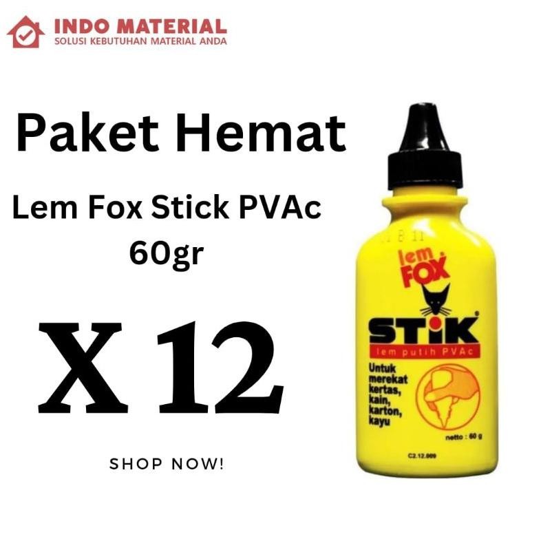 

Cod Paket Hemat Lem Fox Stik Pvac 60 Gr Satu Lusin | Lem Kertas Atk Hj-54