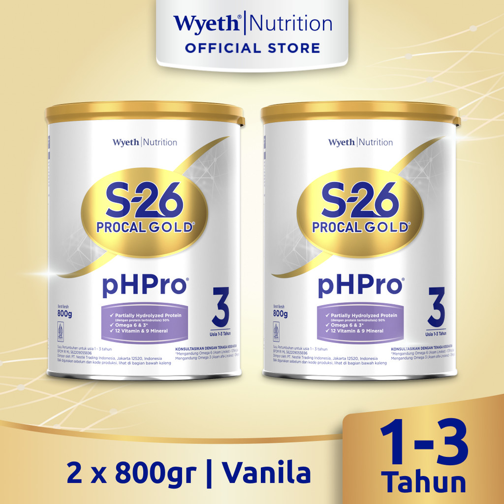 S-26 Procal GOLD pHPro Tahap 3 Susu Pertumbuhan Anak Usia 1-3 Tahun, Kaleng 800g, Bundle isi 2