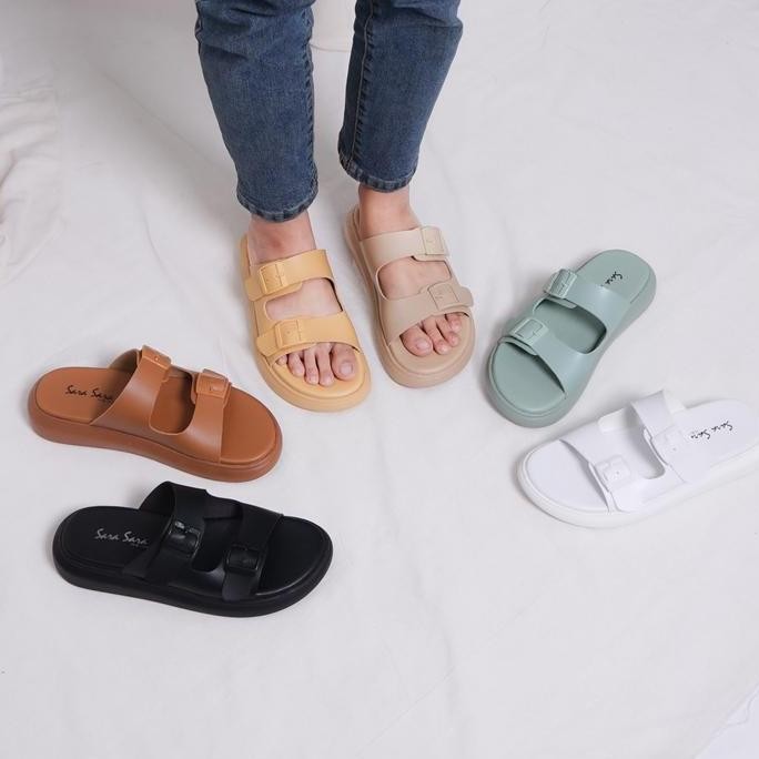 DI17 >> JOI Sandal Wanita Wedges Birken Tinggi 3cm Size 36 - 40 Casual Sendal Cewek Platform Gesper 