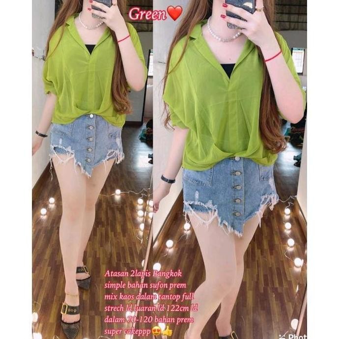 ATASAN SIFON POLOS FREE TANK TOP WANITA|BLOUSE POLOS|ATASAN WANITA KEKINIAN|ATASAN 2IN1