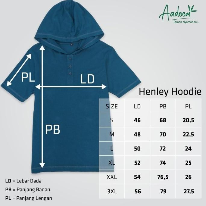 Henley Hoodie Aadeem / Kaos Hoodie Katun Bambu / Kaos Kupluk Pria