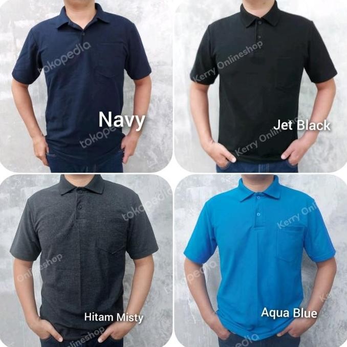 kaos polo shirt kaos berkerah premium variasi kantong pria