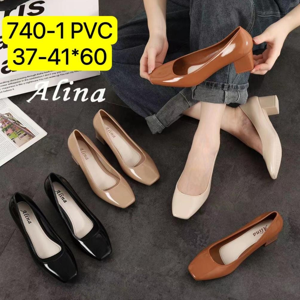 Cod Sepatu Wanita Terbaru/Pantofel Hak Tahu Jelly Alina 740 Import/Sepatu Kerja Korea Kekinian Gd-12