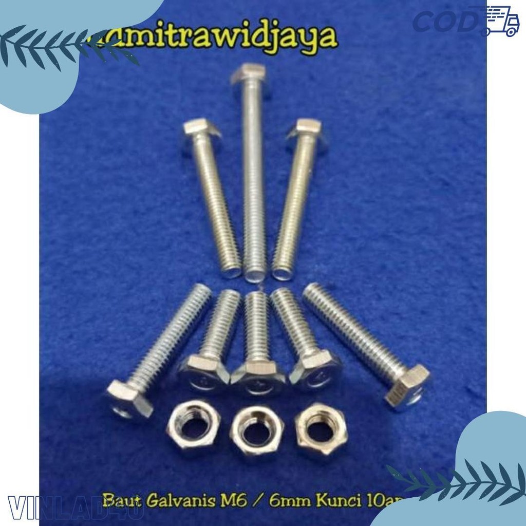 Cusss Serbu Baut Kunci 10 Panjang 1Cm 2Cm 3Cm 4Cm 5Cm 6Cm 7Cm Baut Galvanis M6 6Mm Kunci 10An 10Mm B