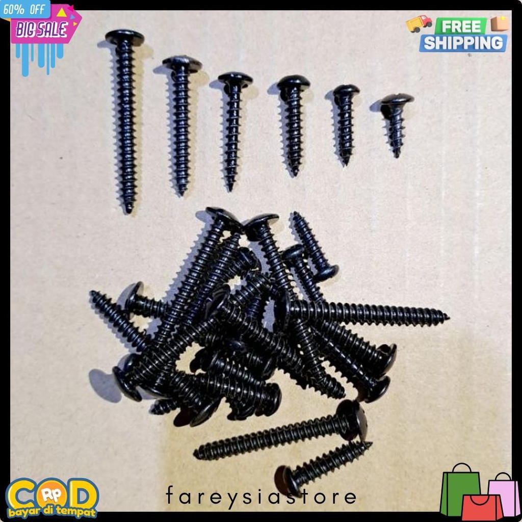 Wajib Punya 10Pcs Baut Sekrup 4Mm Sekrup Speaker / Grill Box Speaker Hitam