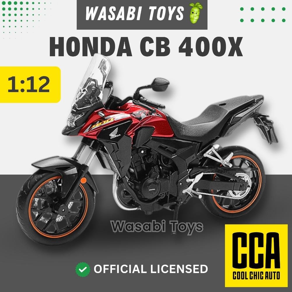 Miniatur Diecast 1:12 Honda CB 400X CB 400 CCA Cool Chic Auto (Dengan Alas Motor, Tangki Logam)