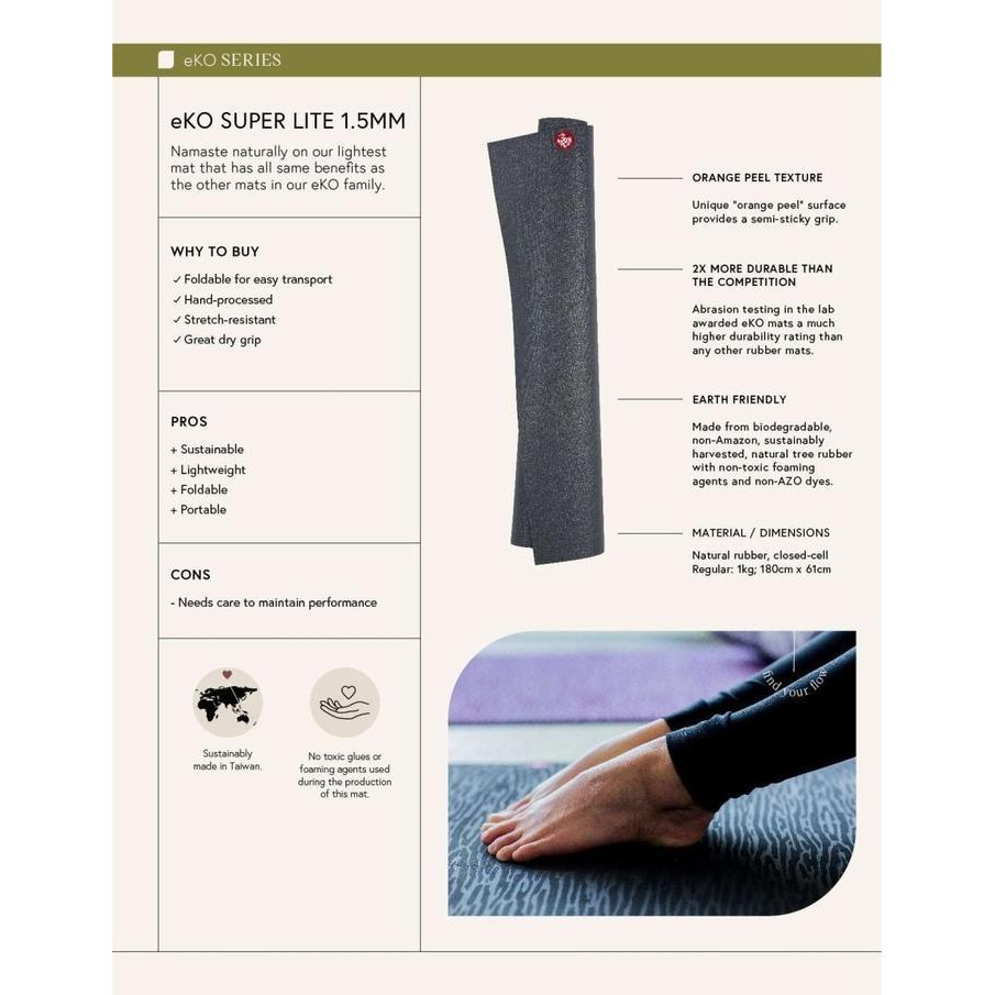 RPS Manduka eKO SuperLite 1.5 mm - Foldable Travel Yoga Mat