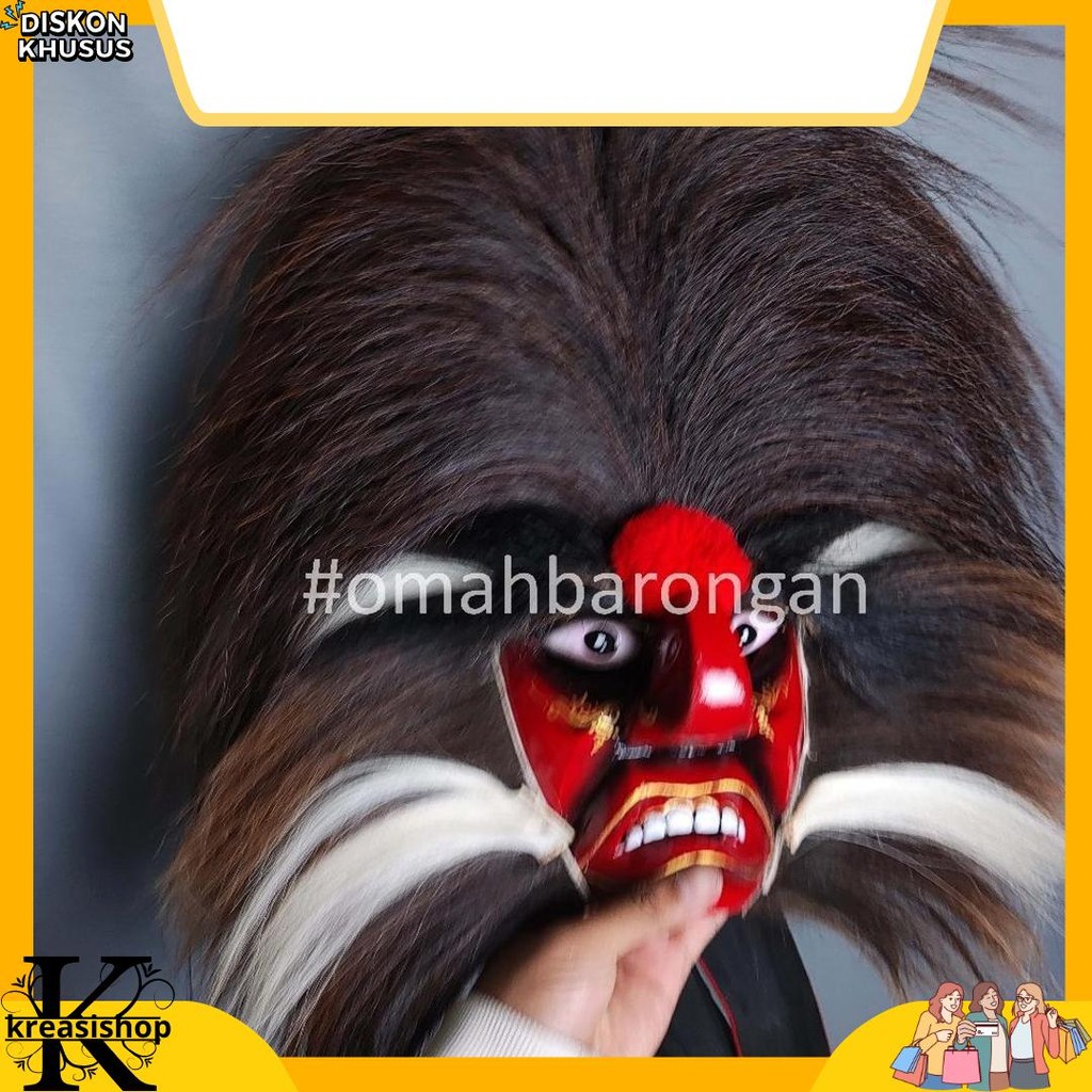 Topeng Ganongan Premium Full Bulu Kuda Asli Rambut Nyulak Sale