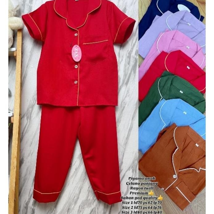 Piyama Polos Anak 37Tahun Setelan Piyama Anak Rayon Twill Polos