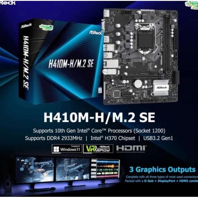Paket Mobo Asrock H410 + Processor I5 10400F Tray