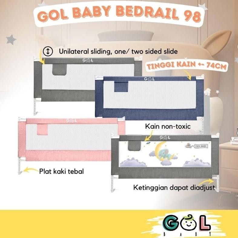 GOL Baby Bedrail Bedguard Pembatas Pengaman Pagar Dipan Kasur Ranjang Bayi Bed Rail Safety Safe Guar