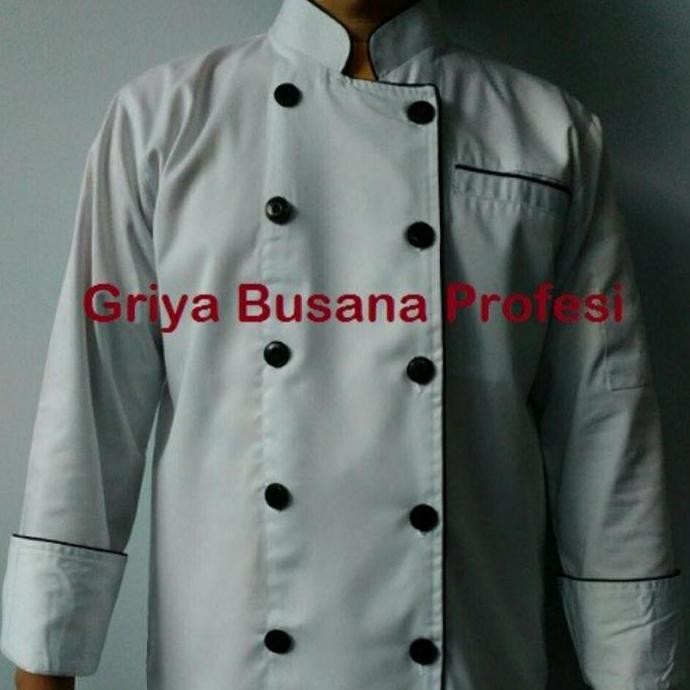 Jumbo 2Xl Baju Chef Koki Putih Lengan Panjang 2 Xl Chef Uniform