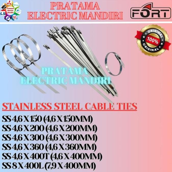 

PROMO DISKON - FORT STAINLESS STEEL CABLE TIE KABEL TIES SS 4,6X60 4,6X400T 8X400L