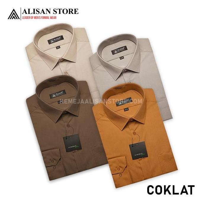 KEMEJA ALISAN POLOS ORIGINAL COKLAT PANJANG REGULER (C1, C2, C6, C7) EJ