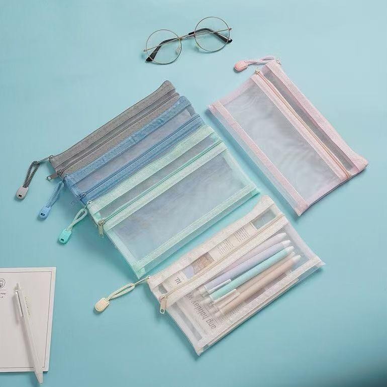 Fgh-56 Tempat Pensil Transparan Simple Transparan / Tempat Pensil Korea Mesh