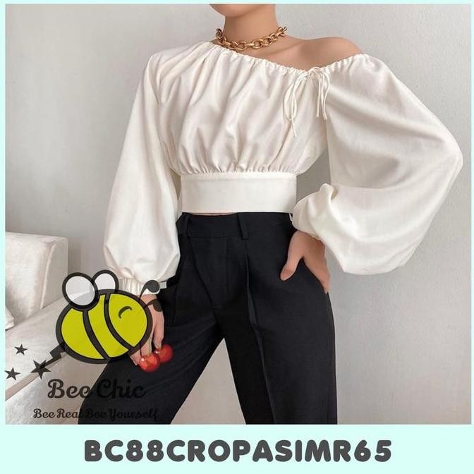 Korean Blouse Summer Crop Top One-shoulder EA