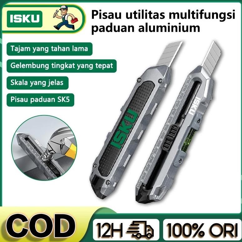 

ISKU Pisau Cutter multifungsi paduan aluminiumKnife Cutter Knife Auto Lock Cutter SK5