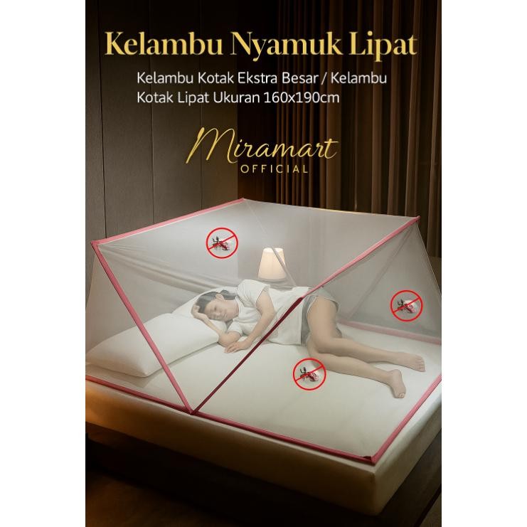 Kelambu Nyamuk Lipat - Kelambu Kotak Ekstra Besar/ Kelambu Kotak lipat Ukuran 160x190cm