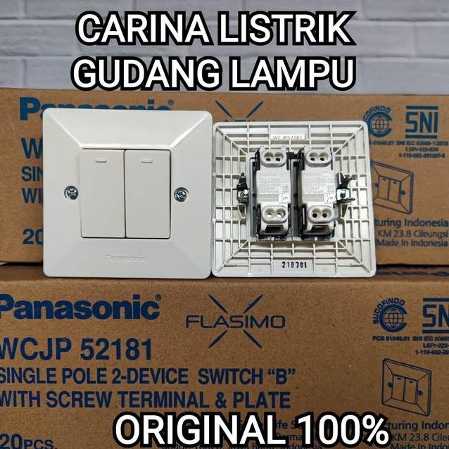 DISCOUNT SAKLAR DOUBLE IB SERI PANASONIC FLASIMO WCJP 52181 (LISTRIK LAMPU RUMAH TANGGA KANTOR HIASA