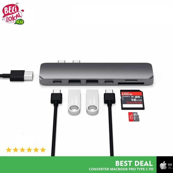 DY16 - Adaptor Converter Multiport Dual USB Type C PD HDMI Macbook Pro M1 M2