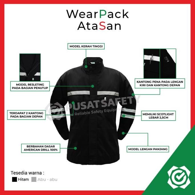 Jaket Wearpack Safety Baju Seragam Kerja Lengan Panjang Imj Hitam Pria
