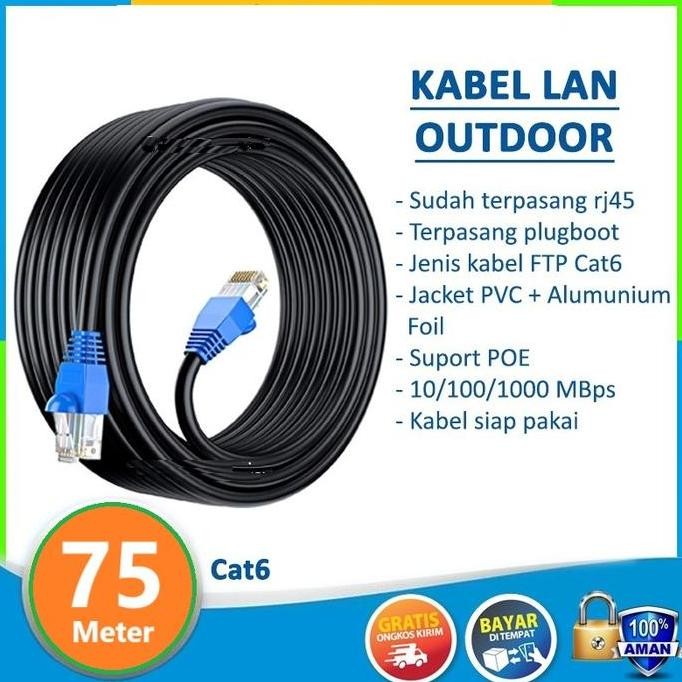 DE47 - Kabel LAN OUTDOOR STP CAT6 75Meter FTP 75M Outdoor 75 Meter