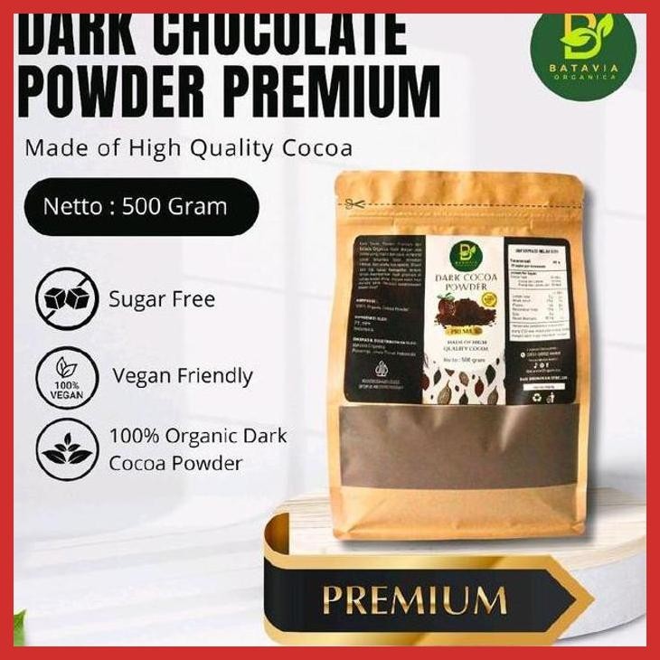 

COD BATAVIA ORGANICA DARK COCOA POWDER PREMIUM 100% COKELAT BUBUK ALKALIZED 500 GRAM COKLAT BAKING DARK CHOCOLATE [BUMBU OLAHAN MAKANAN]