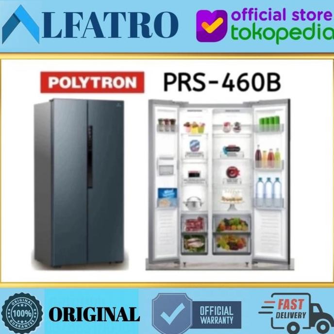 TERLARIS - KULKAS SIDE BY SIDE POLYTRON PRS460B INVERTER BELLEZA PRS-460B
