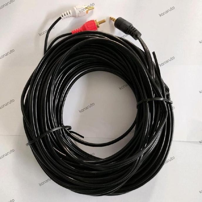 Kabel Aux to RCA 20m - Kabel Audio Jack Stereo 3.5 Male to 2 Jack RCA Male / Aux 3.5mm to Rca Kabel 