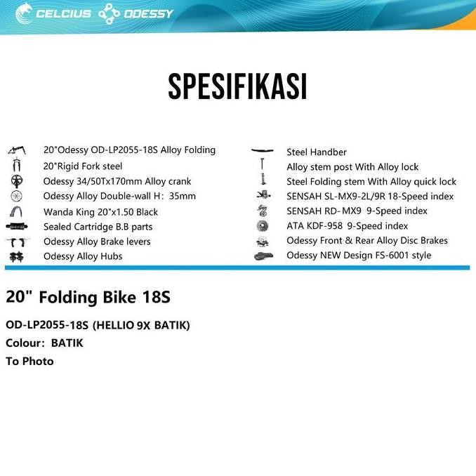 SEPEDA LIPAT ODESSY HELLIO 9X 18 SP- OD LP 2055 18S HELLIO 9X