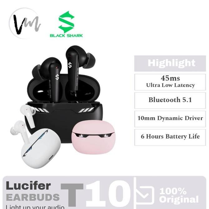 BEBAS ONGKIR - black shark lucifer t10 earbuds tws low latency BlackShark