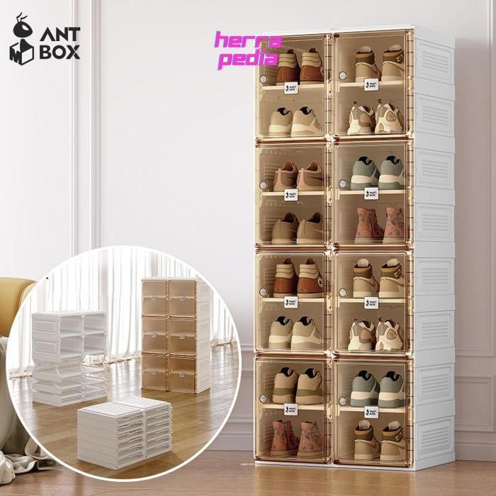 TT60 aw-96 er-87 ANTBOX Rak Sepatu Tertutup Ready Stock 8- 40 Box Sepatu Lemari Sepatu Minimalis Pin
