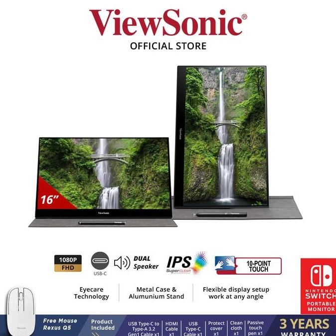 TERMURAH - ViewSonic TD1655 - 15.6" Touch Portable Monitor | 1080p | USB-C