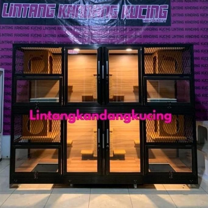 Kandang Kucing Tingkat 4 Kamar Minimalis Besar Bahan Aluminium