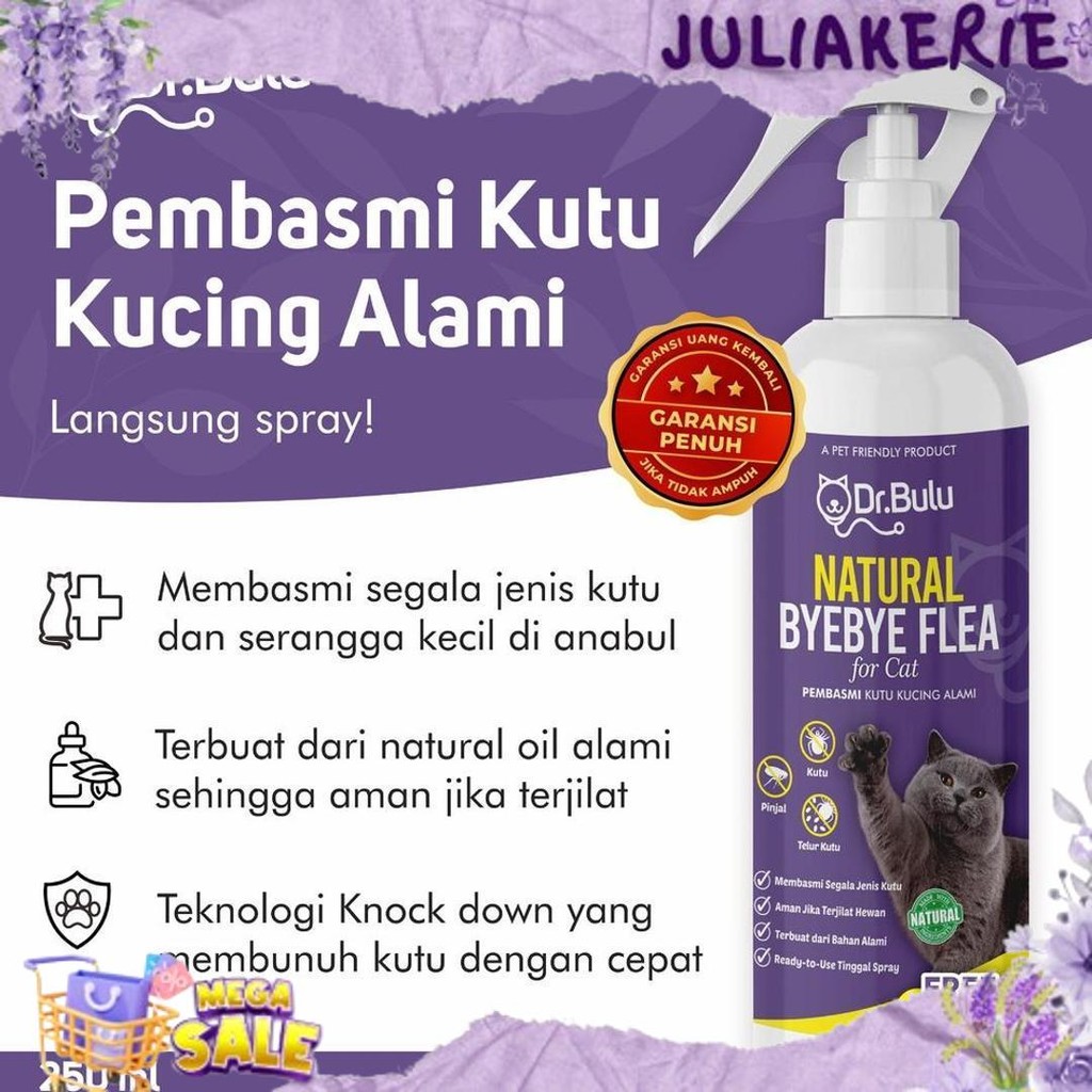 New Dr.Bulu - Natural Bye Bye Fleas For Cat - Pembasmi Kutu Kucing Alami, Obat Kutu Kucing Hamil