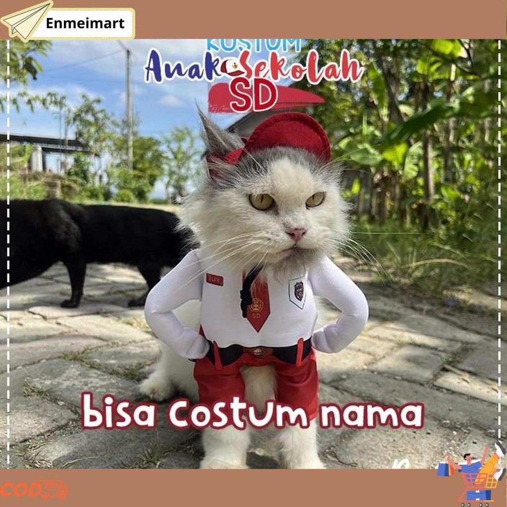 Sale [ ] Kostum Anak Sekolah untuk kucing Baju Berdiri anak SD / Kostum kucing size S-XL