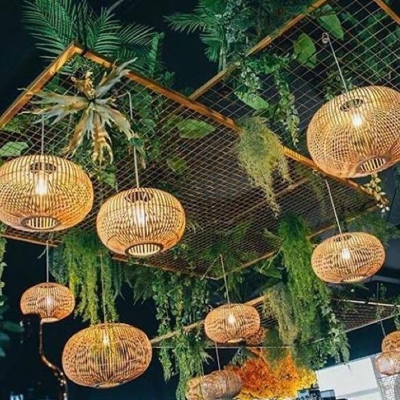 Kap Lampu Bambu Gantung Lampion