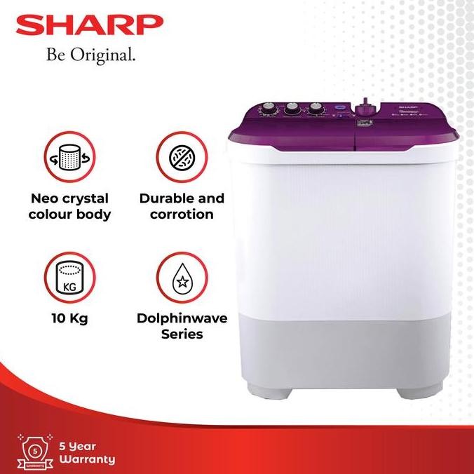 TERBARU - Sharp Mesin Cuci 2 Tabung ES-T1090-VK Violet 10Kg