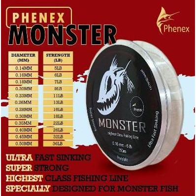 Termurah Senar Pancing Kuat Cepat Tenggelam Phenex Monster 150M Original