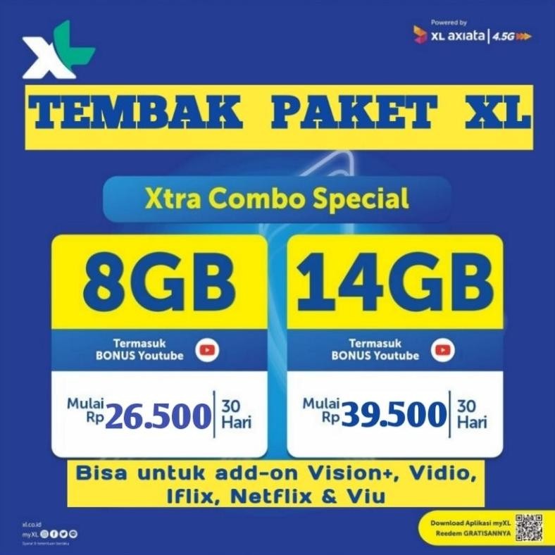 Tembak Paket Xl Xtra Combo Spesial 8Gb, 14Gb
