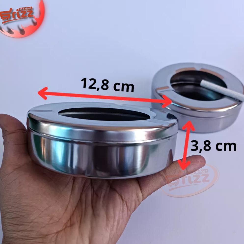 Yh-0613 Asbak Stainless Tahan Angin Dengan Penutup,Ukuran Paling Besar | Asbak Seng Bulat Tutup Stai