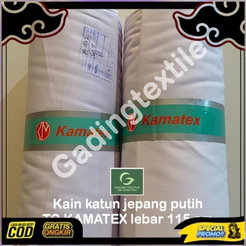 Cuci Gudang ( Per Setengah Meter ) Kain Tetoron Katun Putih Tc Kamatex Lebar 115 Cm Meteran Bahan Ba