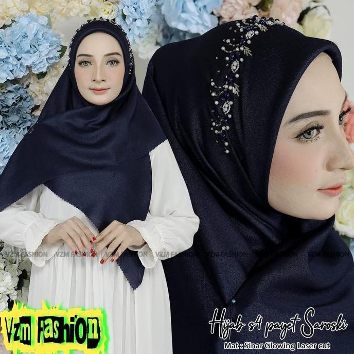(Good) HIJAB SEGI EMPAT PAYET SINAR GLOWING LASERCUT / HIJAB SEGI EMPAT MEWAH / HIJAB PESTA