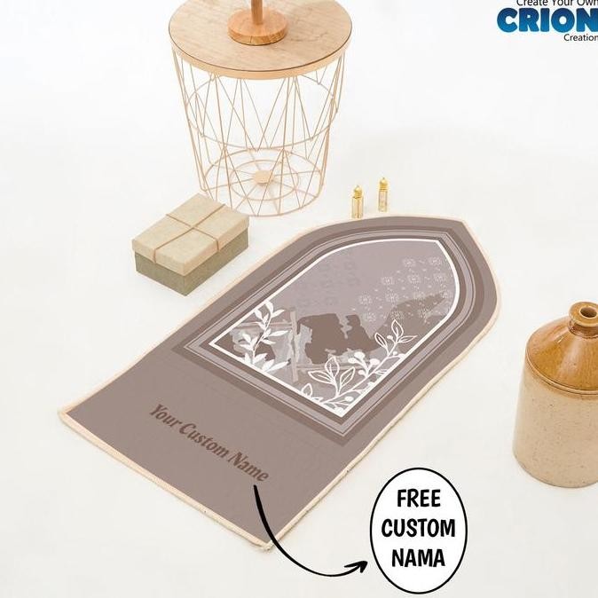 (Good) Sajadah kubah dewasa tebal dengan bulu halus motif flower - bisa custom nama - by Crion